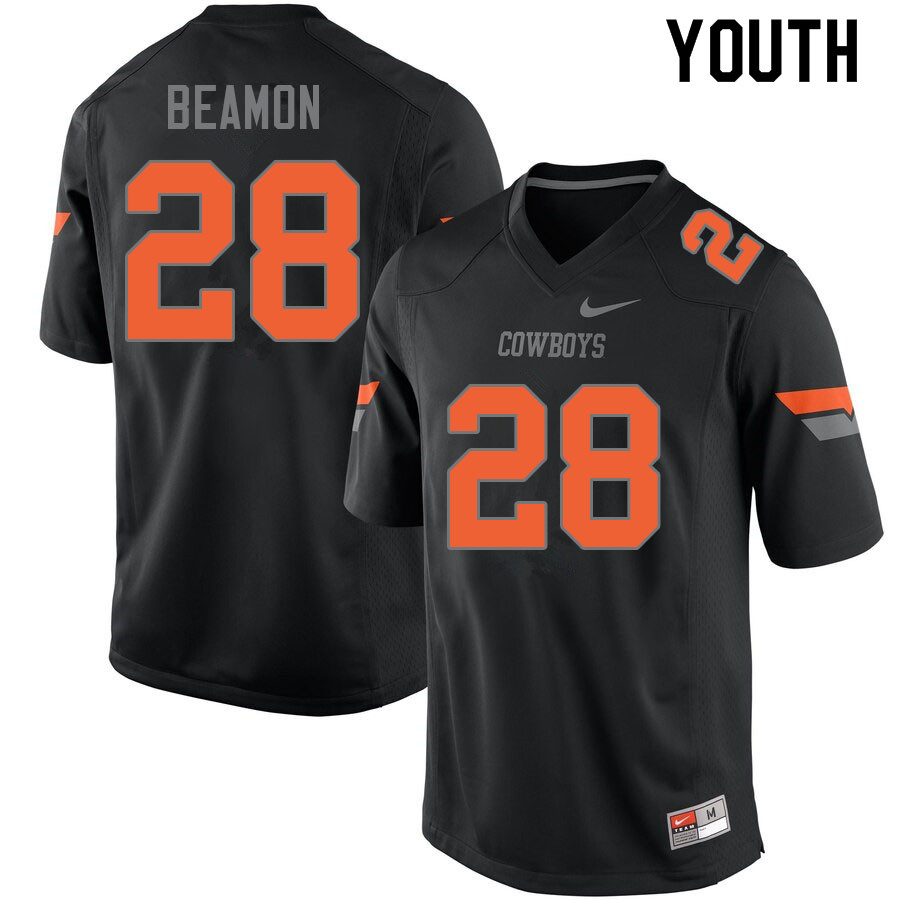 Youth #28 De'kelvion Beamon Oklahoma State Cowboys College Football Jerseys Sale-Black - Click Image to Close